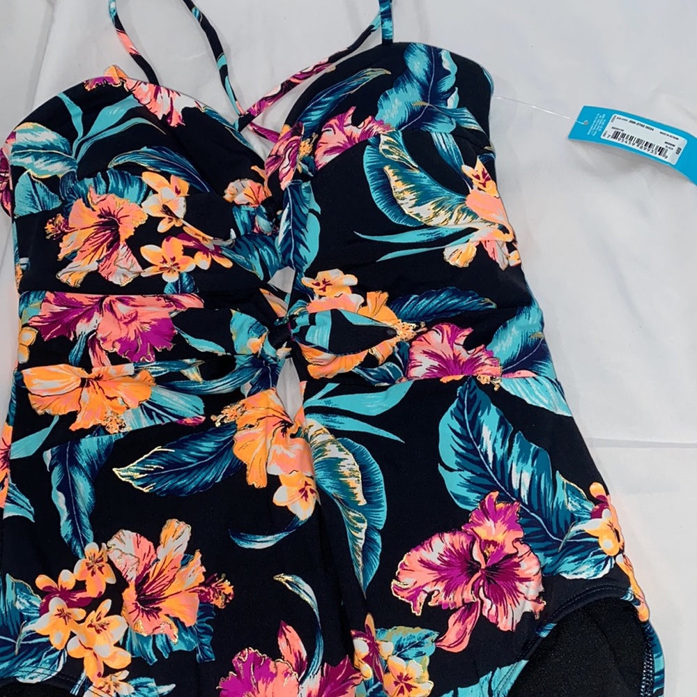 NWT Ambrielle black, orange, pink one piece suit